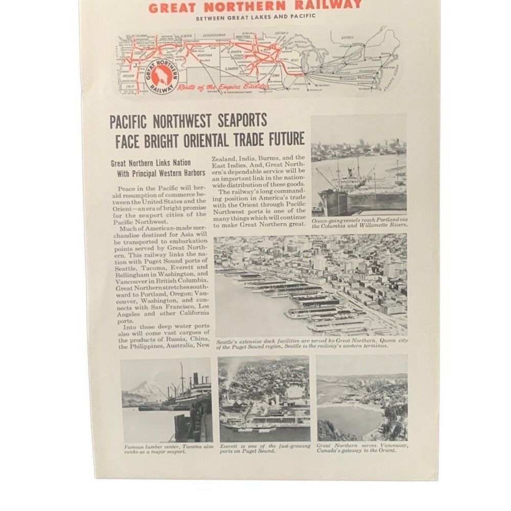 Vintage 1945 Great Northern Railway Ad Advertisement